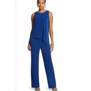 Chico's Size 4 Royal Blue Sleeveless Fly Back Jersey Jumpsuit‎ Plus Size 20
